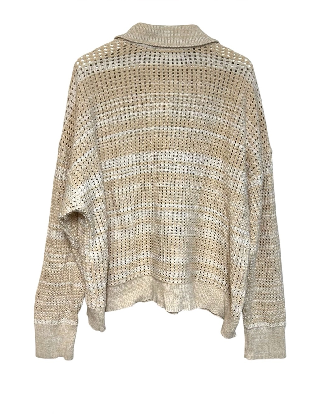 Anthropologie 2X Crocheted Pocket Collar Sweater Coat Sand Ivory Cardigan - Picture 5 of 16